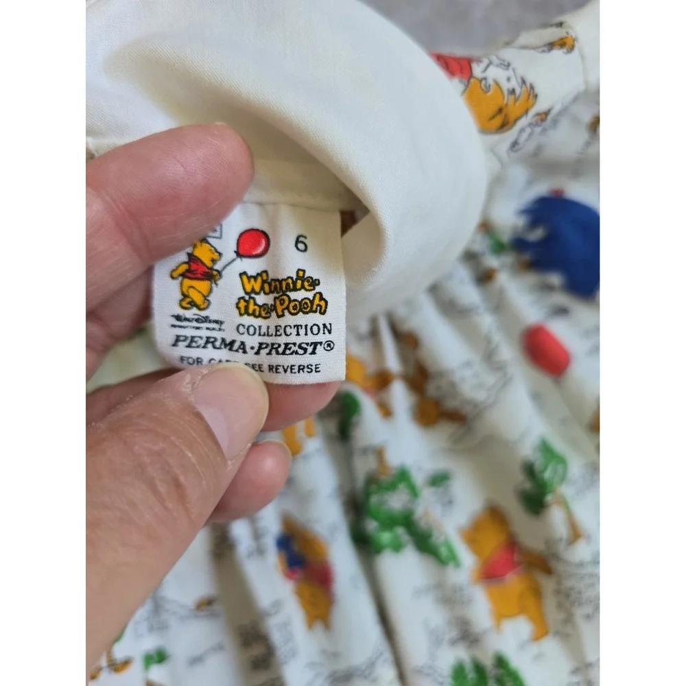 Vintage Winnie the Pooh Bear Dress 70s Sears 100 ACRE WOOD Size 6 Flaws